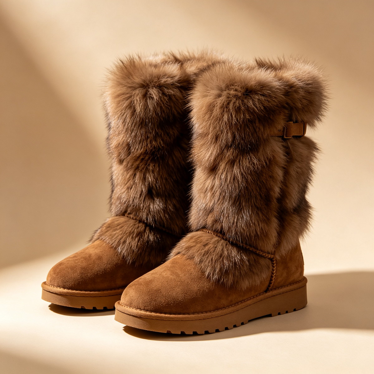Tall Fox Fur Boots