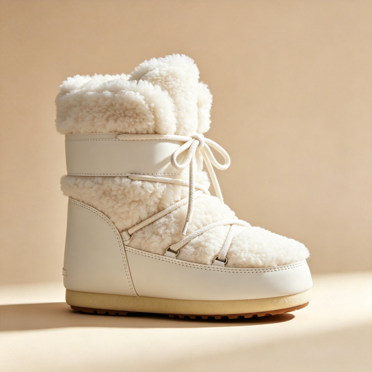 White Shearling Moon Boots