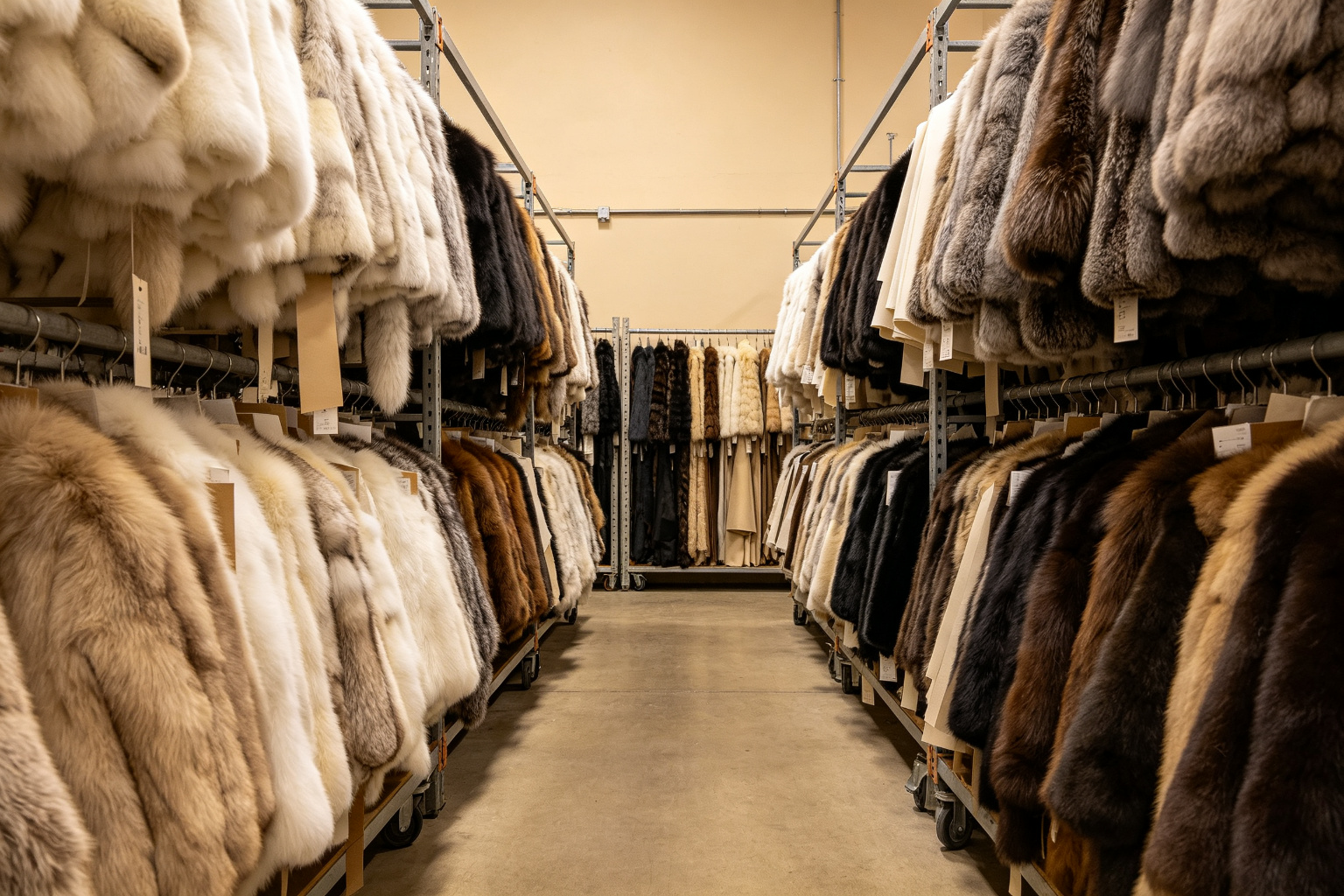 Fur material storage and selection area